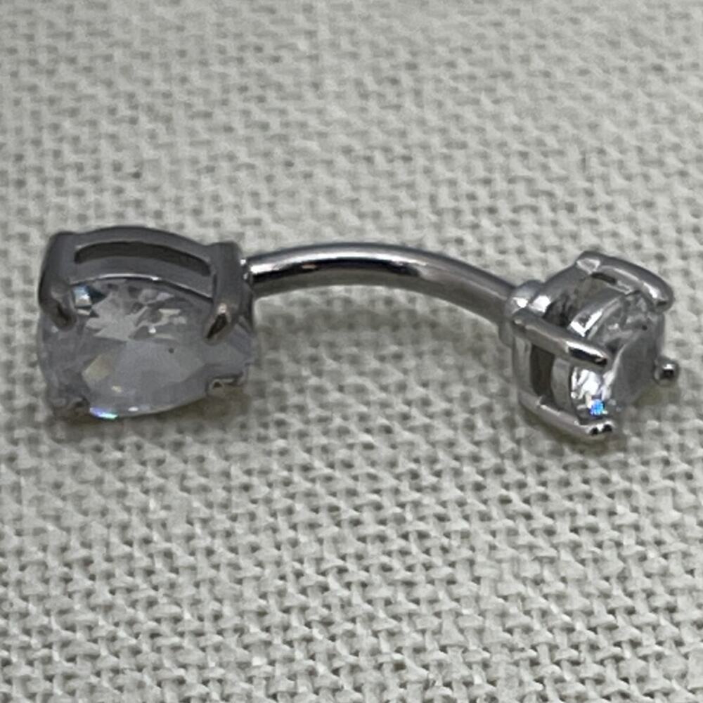 Curved Navel Ring Surgical Steel Belly Button Ring CZ Gem Body Piercing Jewelry